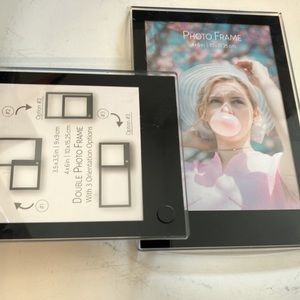 Unique Double Clear Acyclic and Black Tri-Swiveling Photo Frame